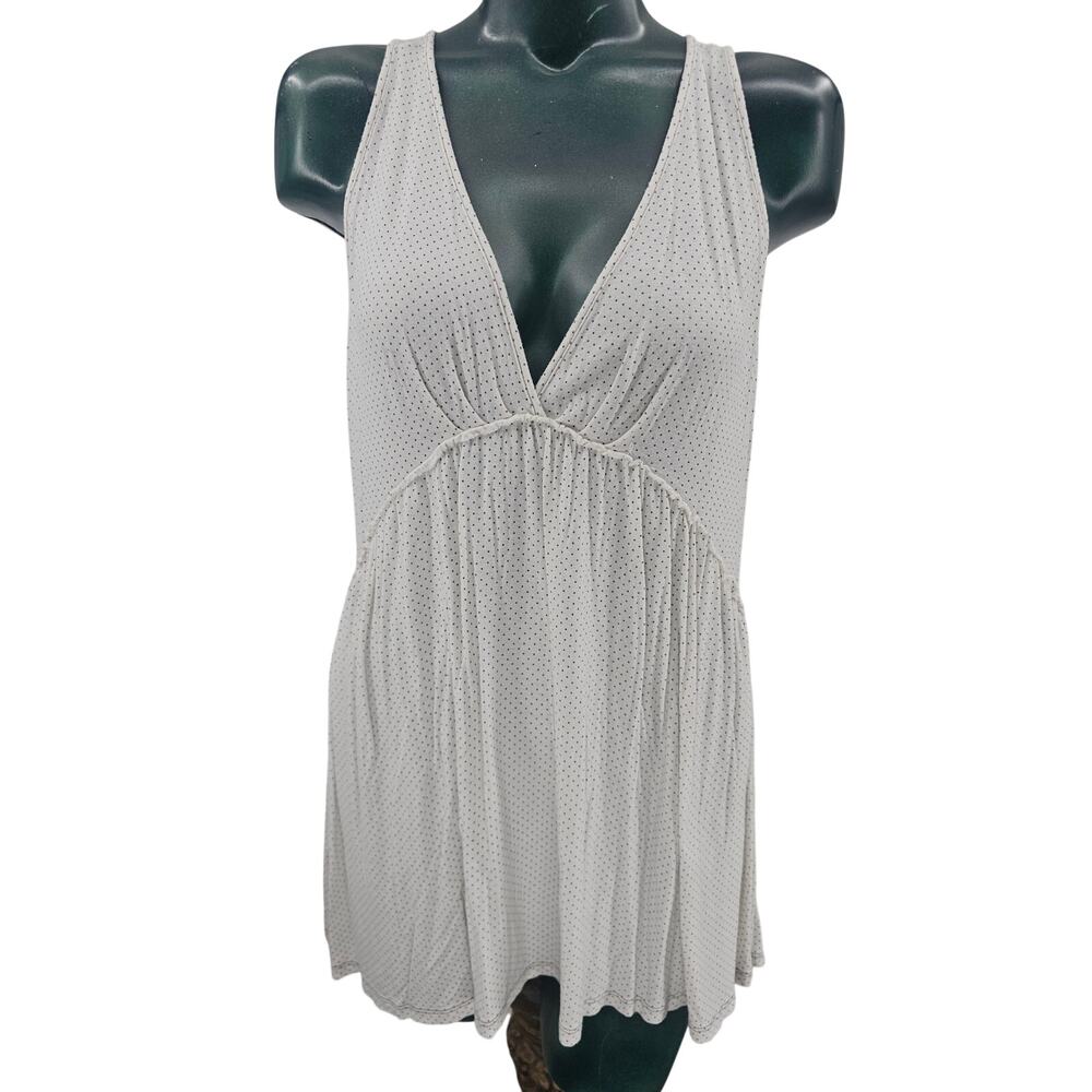 Matilda Jane Pleated Tank Medium Sleeveless Top White Swiss Dot Women's L 4086